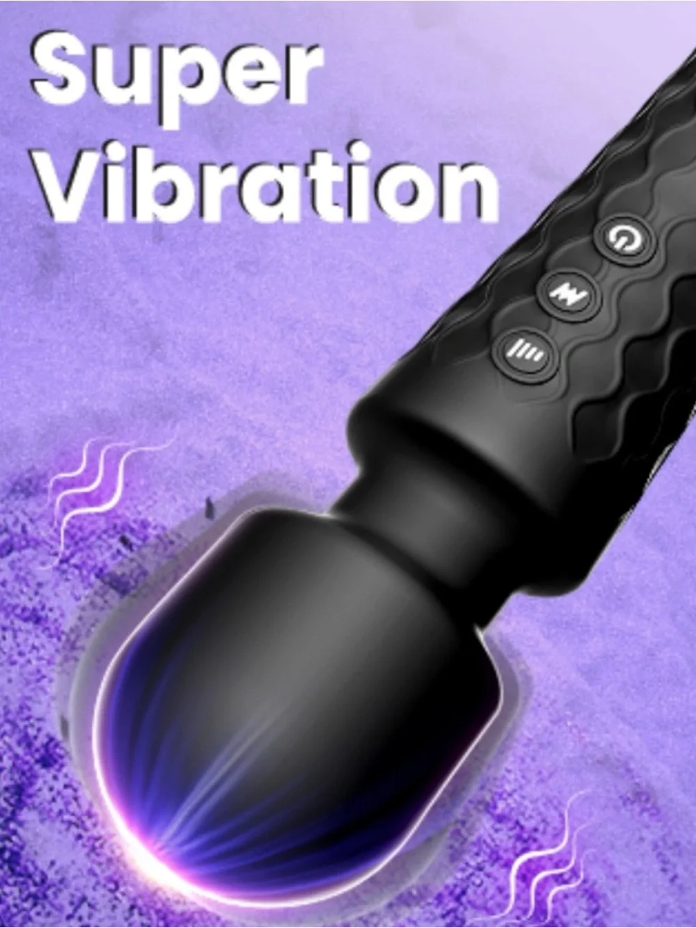 Black Massage Wand: Multi Vibration Modes, App & Waterproof. SEALED/NEW